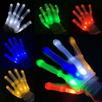 1 Пара светодиодных светоизлучающих перчаток для вечеринок, высококачественные светящиеся мигающие перчатки, костюм для Хэллоуина, Рождественский декор