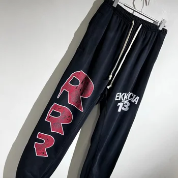 2023ss RRR123 Спортивные штаны с принтом Хай-стрит в винтажном стиле, выстиранные брюки в стиле хип-хоп, уличная одежда, мужские и женские брюки, технологичная одежда