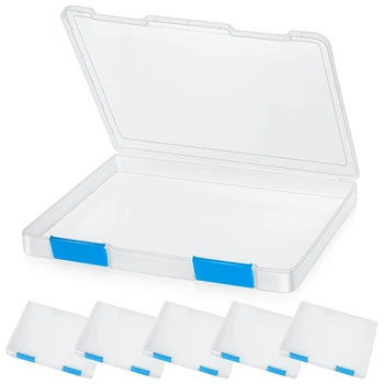 6 Шт Прозрачная коробка для файлов формата А4, Пластиковый ящик для хранения документов, Картонные контейнеры, чехол для журнала, держатель файла с прочной пряжкой