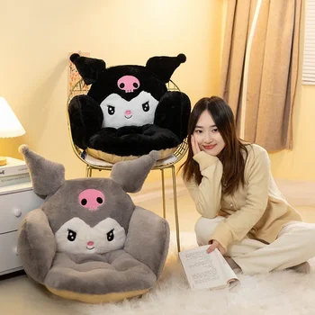 Sanrio Мультфильм Cinnamoroll Зимний плюш, наполовину окруженный черной подушкой Kuromi, Спинка, Офис в общежитии, Нескользящая подушка для стула