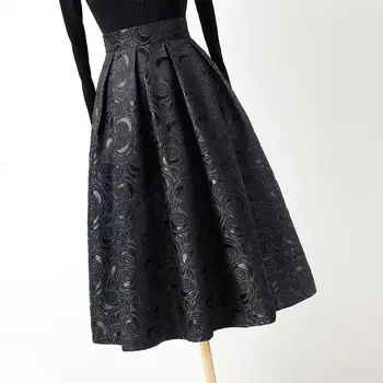Винтажная свободная юбка-полукомбинезон с высокой талией, Осенняя новая однотонная плиссированная юбка трапециевидной формы в стиле пэчворк на молнии, Элегантная модная женская одежда