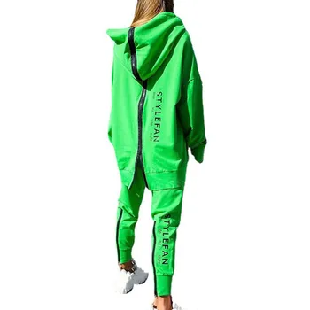 Женская двусторонняя осенне-зимняя женская спортивная одежда, уличная одежда, спортивная одежда для бега, длинная толстовка с капюшоном на молнии сзади + брюки