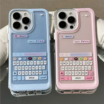 Клавиатура INS couple chat box Прозрачный силиконовый чехол для iphone 13 14pro 12Pro 15 15 pro max защитный чехол для Iphone 14 fundas