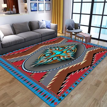 Ковер с 3D геометрическим принтом в этническом стиле, детские игровые ковры для дома, гостиной, спальни, мягкий фланелевый нескользящий коврик