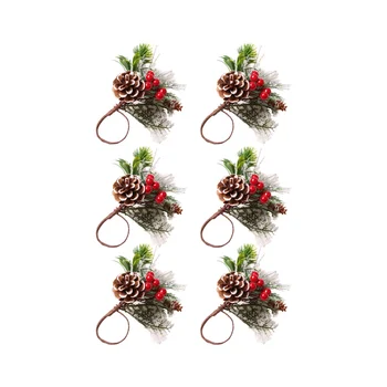 Кольцо для скатерти, кольцо для салфеток, Рождественское украшение стола, Рождественский подарок, пряжка для фруктовых салфеток (вишневый)