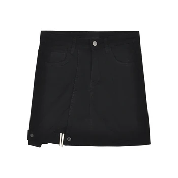 Летняя новая стильная черная обтягивающая джинсовая юбка трапециевидной формы с нерегулярной высокой талией