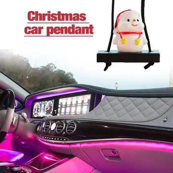 Милые подвесные украшения для автомобиля, Подвесное зеркало заднего вида, Качающееся украшение Санта-Клауса, украшение для оформления интерьера автомобиля.