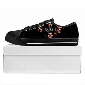 Модные Высококачественные Кроссовки Queen Rock Band с низким верхом Мужские Женские Подростковые Парусиновые Кроссовки Повседневная Обувь для пары Обувь на заказ Черного цвета