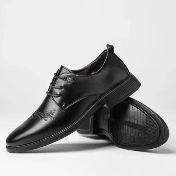 Мужская зимняя обувь для мальчиков, дышащая обувь для папы, деловая кожаная обувь, мужская плюшевая хлопковая обувь с мягкой подошвой для мужчин среднего и пожилого возраста