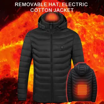 Мужская куртка с подогревом USB Зимние уличные куртки с электрическим подогревом, теплые куртки Sprots, теплое пальто, одежда, Хлопчатобумажная куртка с подогревом