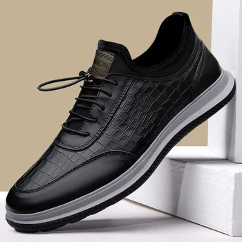 Мужская обувь Кожаные повседневные кроссовки Мужская Износостойкая Спортивная обувь Дышащая Мода для бега на открытом воздухе 2023 Zapatos Para Hombres