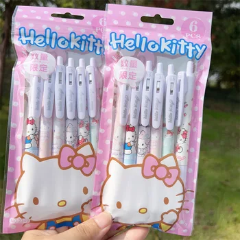 Набор гелевых ручек Sanrio Kawaii Hello Kitty Милая Шариковая ручка 0,5 мм Гелевая ручка для школьников Канцелярские принадлежности