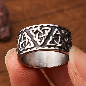 Новое кольцо Nordic Viking Trinity с кельтским узлом из нержавеющей стали в стиле панк Простое кольцо Viking для мужчин и женщин Ювелирные изделия Подарок Оптом