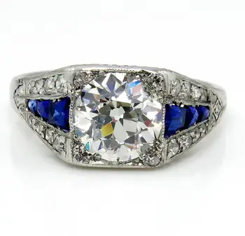 Новое кольцо с квадратным сапфиром и круглым бриллиантом, самое продаваемое в Европе и Америке женское кольцо принцессы