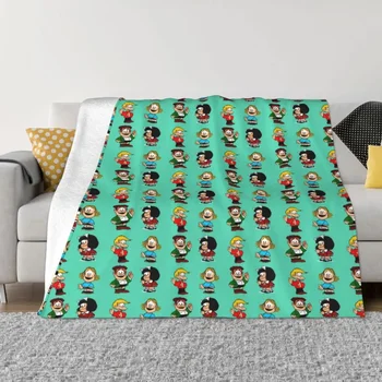 Одеяла Mafalda с рисунком Каваи, Фланелевый Текстильный декор, Плед Манга, Многофункциональное Мягкое покрывало для дома, автомобиля, постельных принадлежностей.