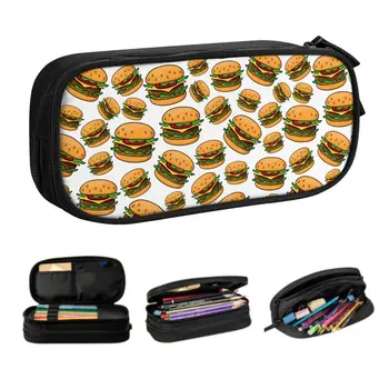 Пеналы с рисунком милых чизбургеров для мальчиков, Изготовленная на заказ Большая коробка для ручек, сумка для канцелярских принадлежностей