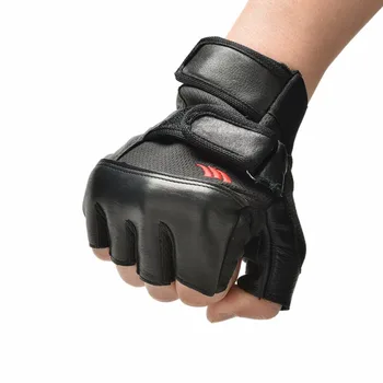 Перчатки для занятий тяжелой атлетикой из искусственной кожи, 1 пара мужских черных перчаток для тренировки запястья, Спортивные упражнения, Фитнес