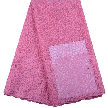 Розовый цвет, Молочный шелк, Гипюровая кружевная ткань, Высококачественная Африканская кружевная ткань, Расшитая камнями, Кружевная Шелковая ткань 1424