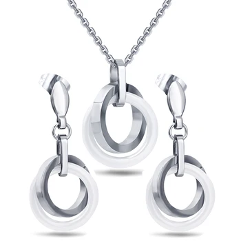 Самые продаваемые женские цепочки и ожерелья и серьги, ювелирные аксессуары из белой керамики и нержавеющей стали