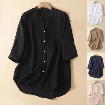 Свободные блузки на пуговицах, топы, воротник-стойка, длинные повседневные рубашки и блузки, Эстетичный Винтаж 90-х, популярный корейский стиль