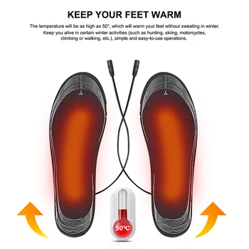 Стельки для обуви с USB-подогревом, коврик для теплых носков для ног, Стельки с электрическим подогревом, Моющиеся Теплые Термостельки, Зимние стельки Унисекс