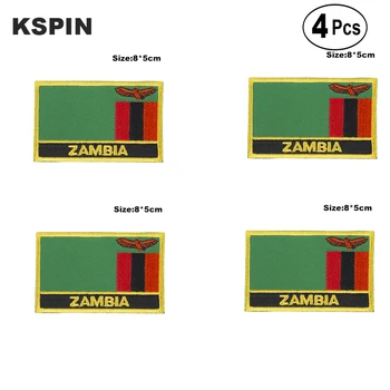 Флаг Замбии прямоугольной формы, Прикрепленный утюгом к нашивкам, Вышитые нашивки с флагом, нашивки с национальным флагом для одежды