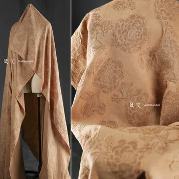 Хлопчатобумажная льняная жаккардовая ткань Camel rose, 70% хлопок, 30% лен, креативная верхняя одежда, брюки, дизайнерская ткань для одежды